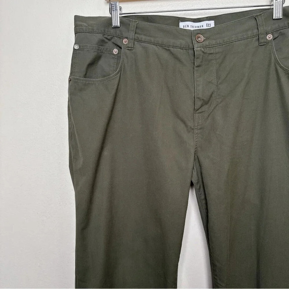 Ben Sherman Mens 38/34 Chino Dark Olive Slim Trouser - Picture 4 of 16